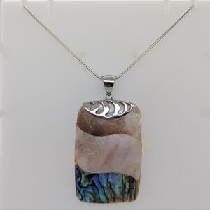 Mother of Pearl and Sterling Silver Pendant w/ Silver Chain